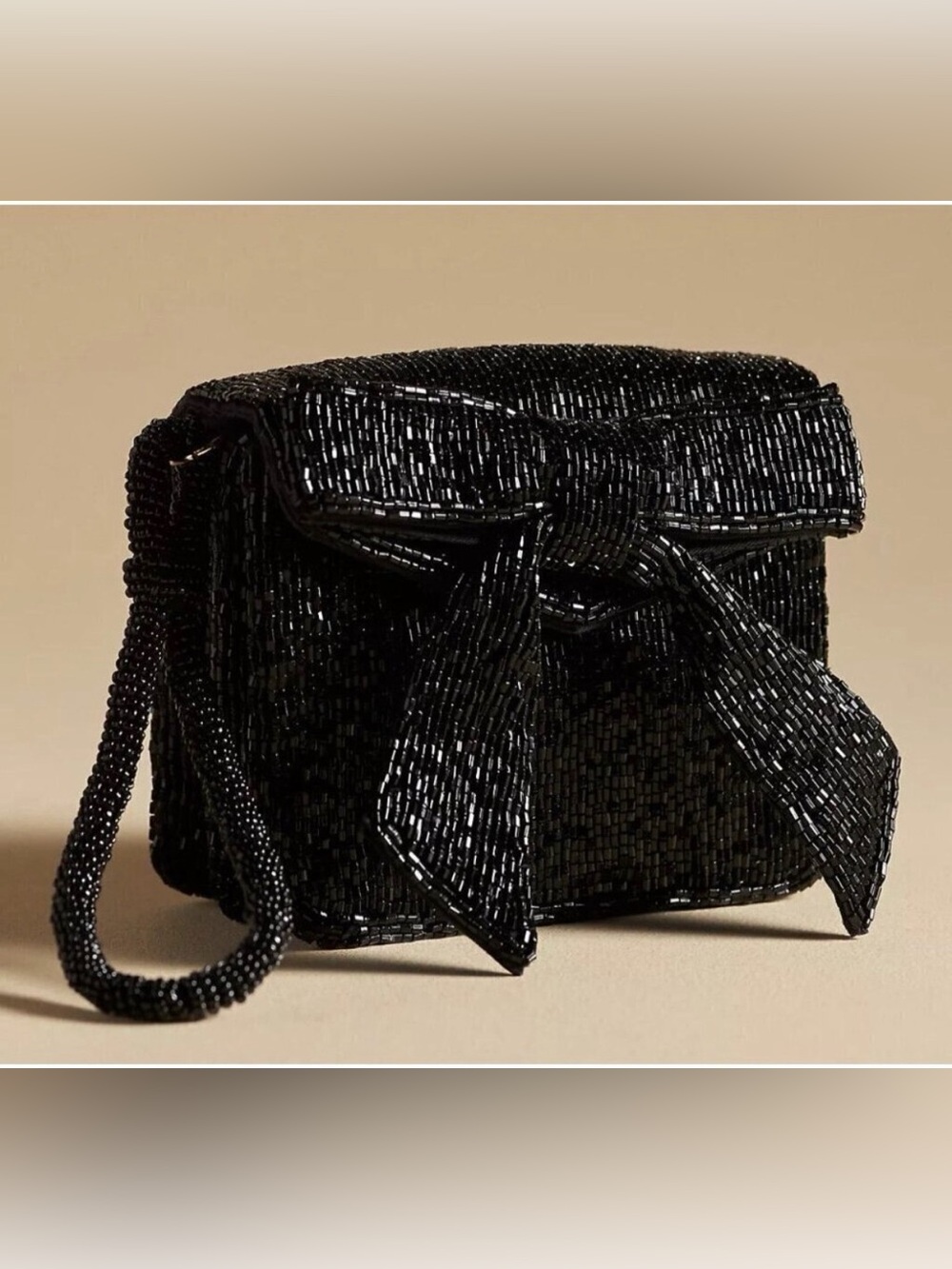 ANTHROPOLOGIE Beaded wristlet purse black